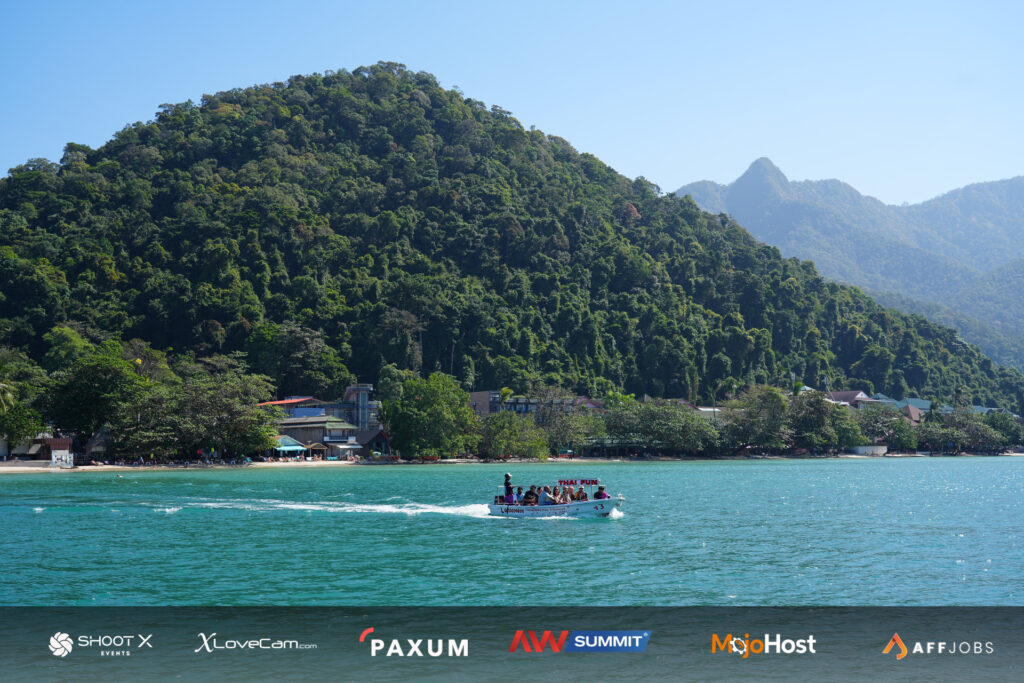 Thailand mountain on the sea boat